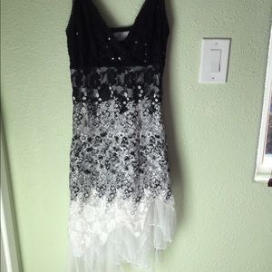 Ever Pretty Layered Dress, Black and White, Size 8
